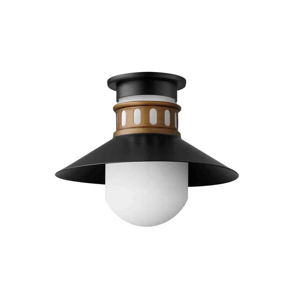 ADMIRALTY Plafonnier exterieur Noir, Or - 35120SWBKAB | MAXIM/ET2