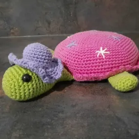 Amigurumi, tortue en fil de coton au crochet - 24 cm