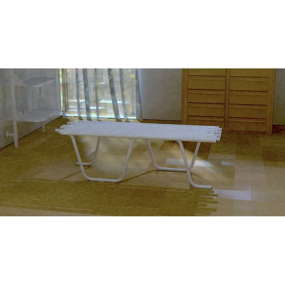 Banc tubulaire L130 x P 43 x H 40 cm blanc mat