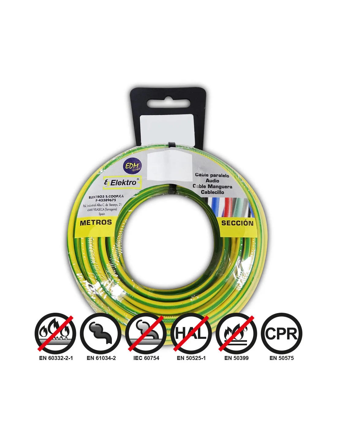 Bobine Fil Électrique Flexible 1,5mm Bicouleur Sans Halogène 50m - 28428