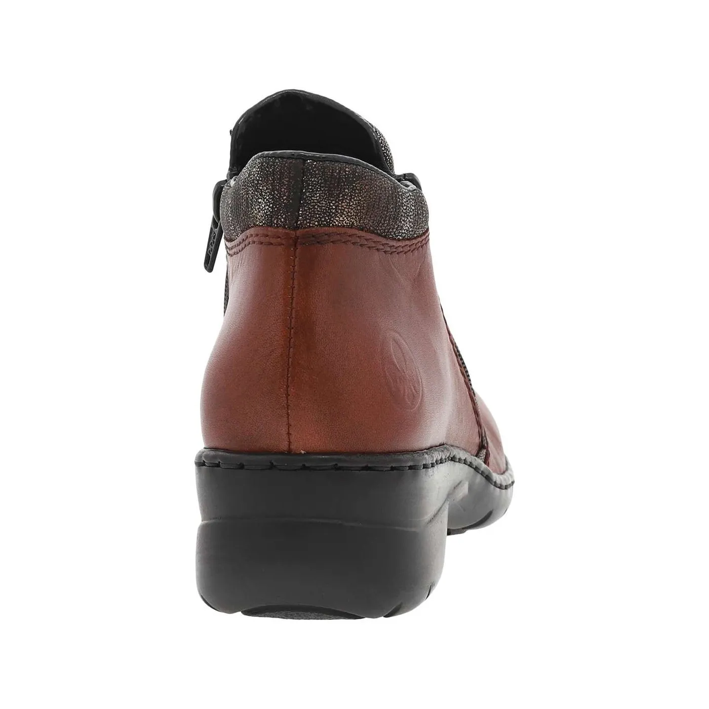 Boots rouges à semelle à talon compensé moyen et à double zips