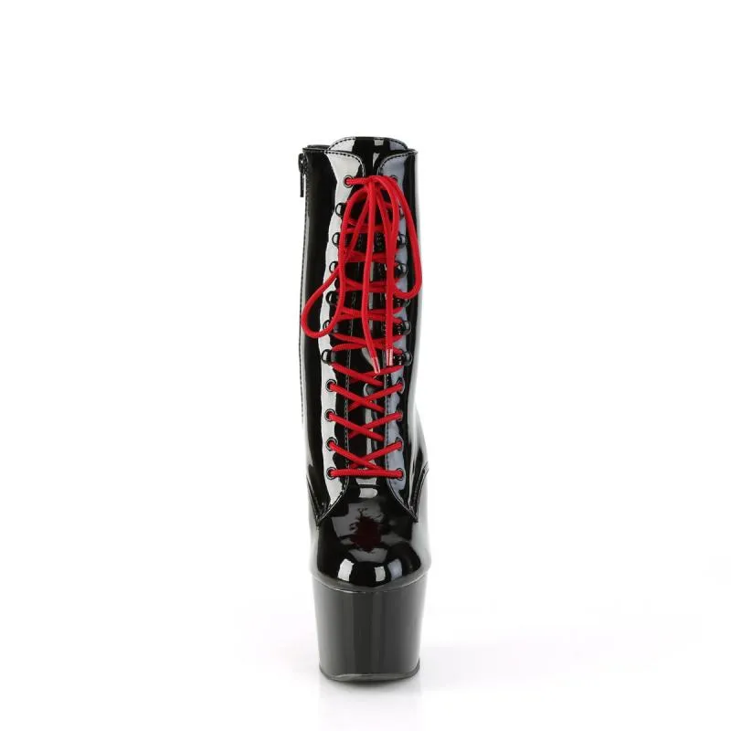 Bottine plateforme noire à talon rouge de 18 cm / Pleaser Shoes Pole Dance