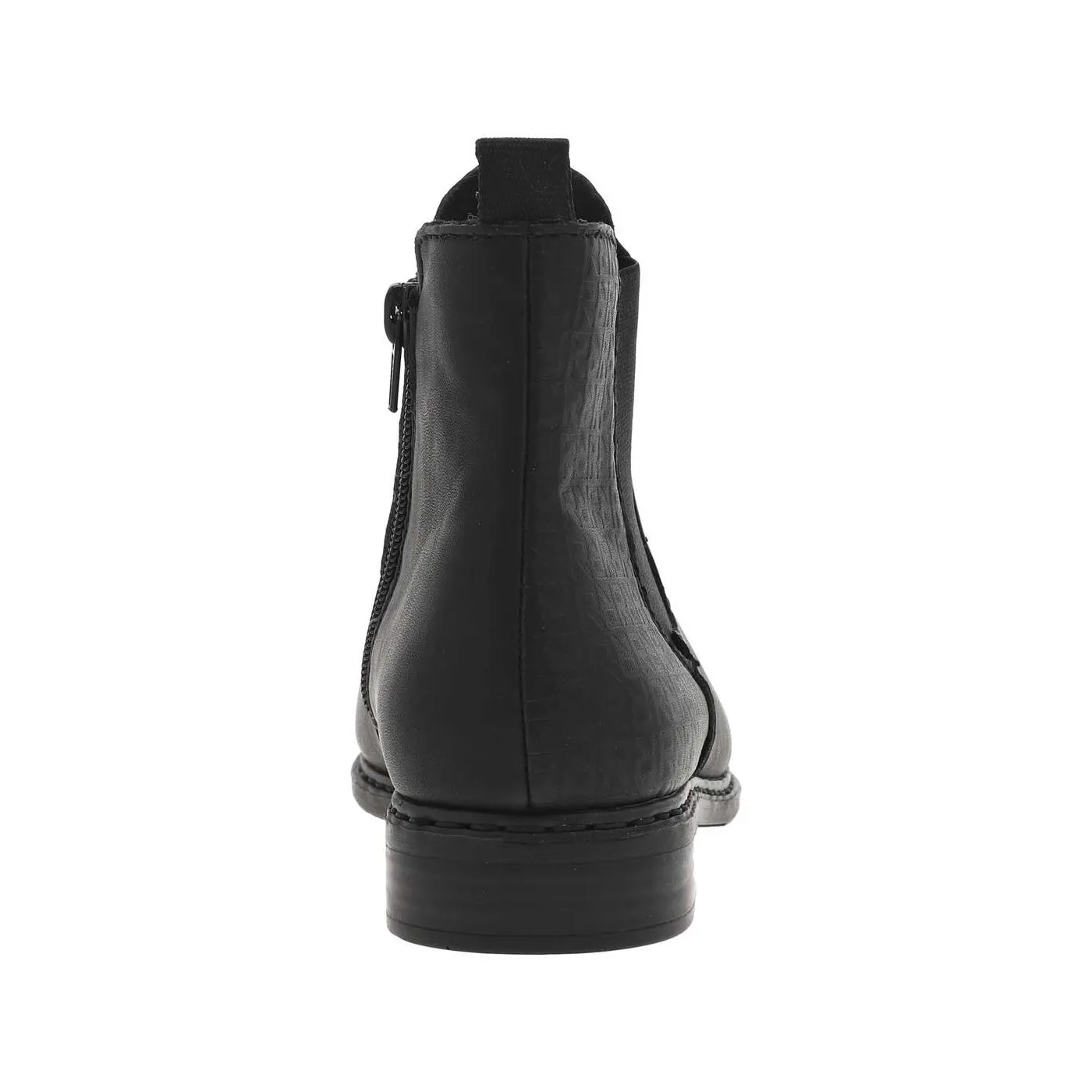 Bottines en simili cuir noir, fourrées, à talon décroché bas et à zip