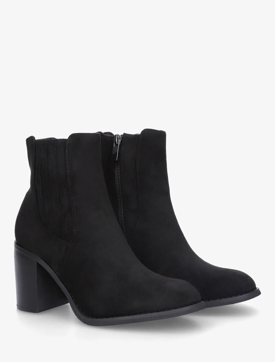 Bottines en suédine à talon haut - Noir