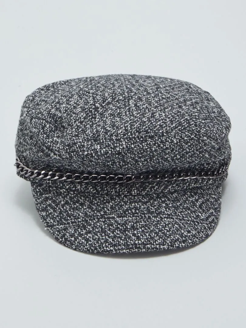 Casquette style 'baker boy' - Noir