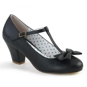 Chaussure pin up vintage noire à noeud et talon carré -