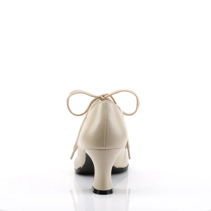 Chaussure victorienne crème talon bobine à lacets - C le pied