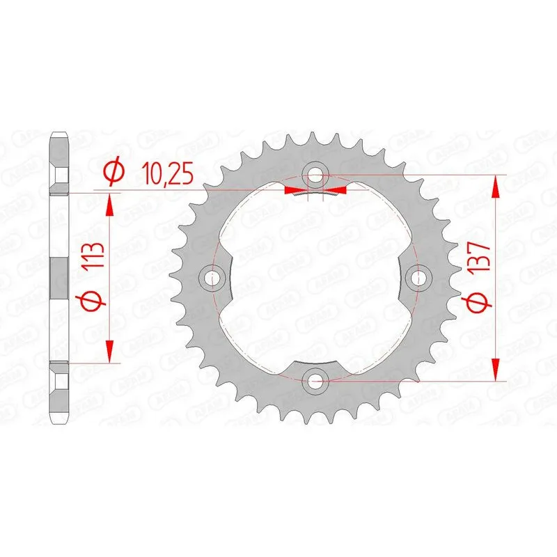 Couronne AFAM 37 dents acier pas 520 type 14412 Suzuki