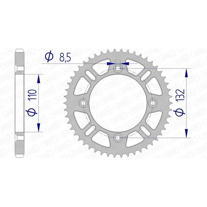 Couronne AFAM 49 dents alu pas 428 type 72102N