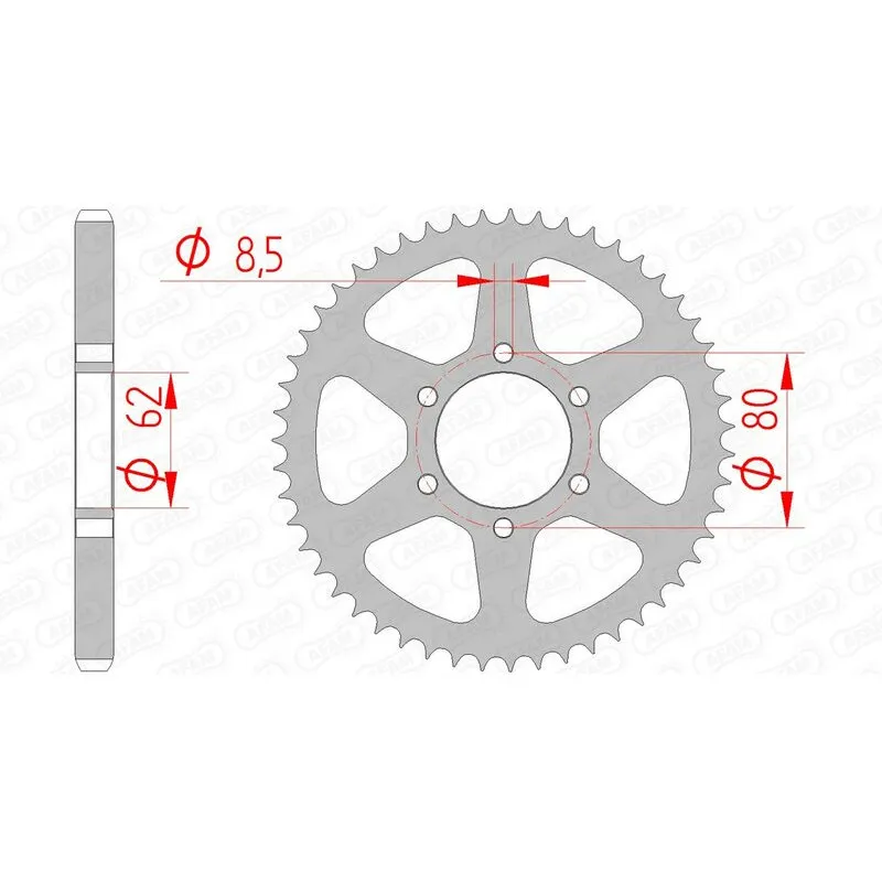 Couronne AFAM 54 dents acier pas 428 type 12208 Yamaha TW125