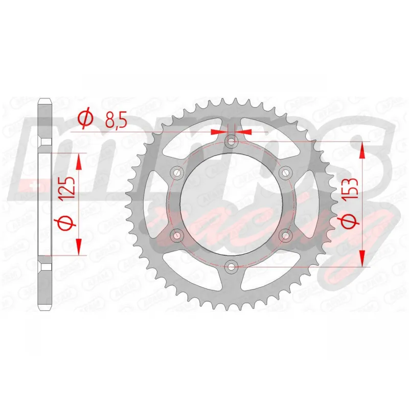 Couronne AFAM acier type 10212SLK pas 520 (48 dents)