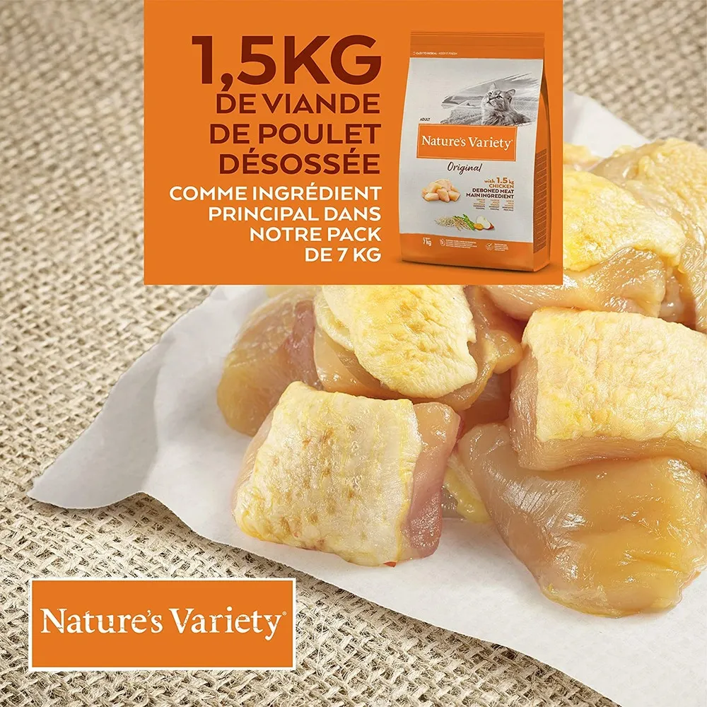 Croquette chat - original poulet - nature's variety 7 kg