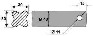 Dent de fourche Ø40 LG 1400 Percée Ø11,5 SDT