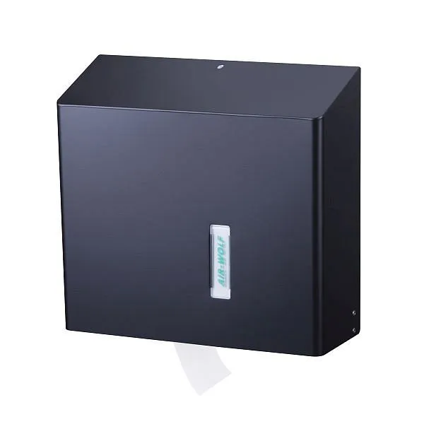 Distributeur de papier toilette Air Wolf série Omega H x L x P : 350 x 377 x 133 mm acier inoxydable revêtu noir mat 29-536 ache