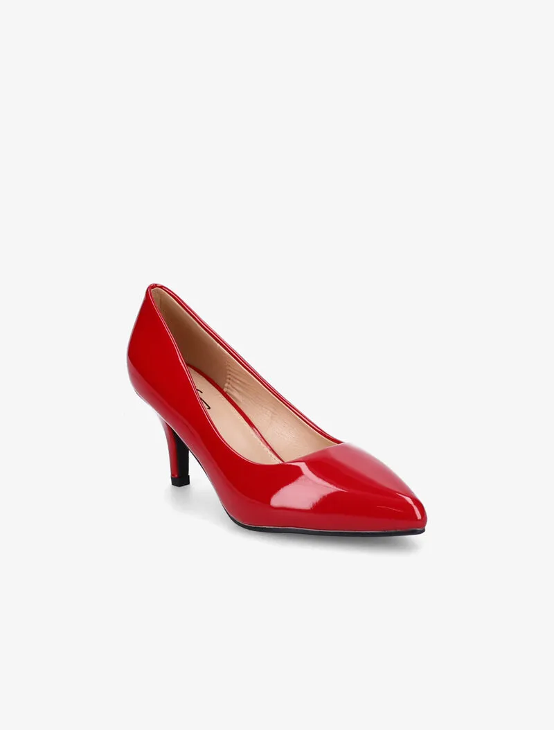 Escaprins pointus vernis à talon - Rouge