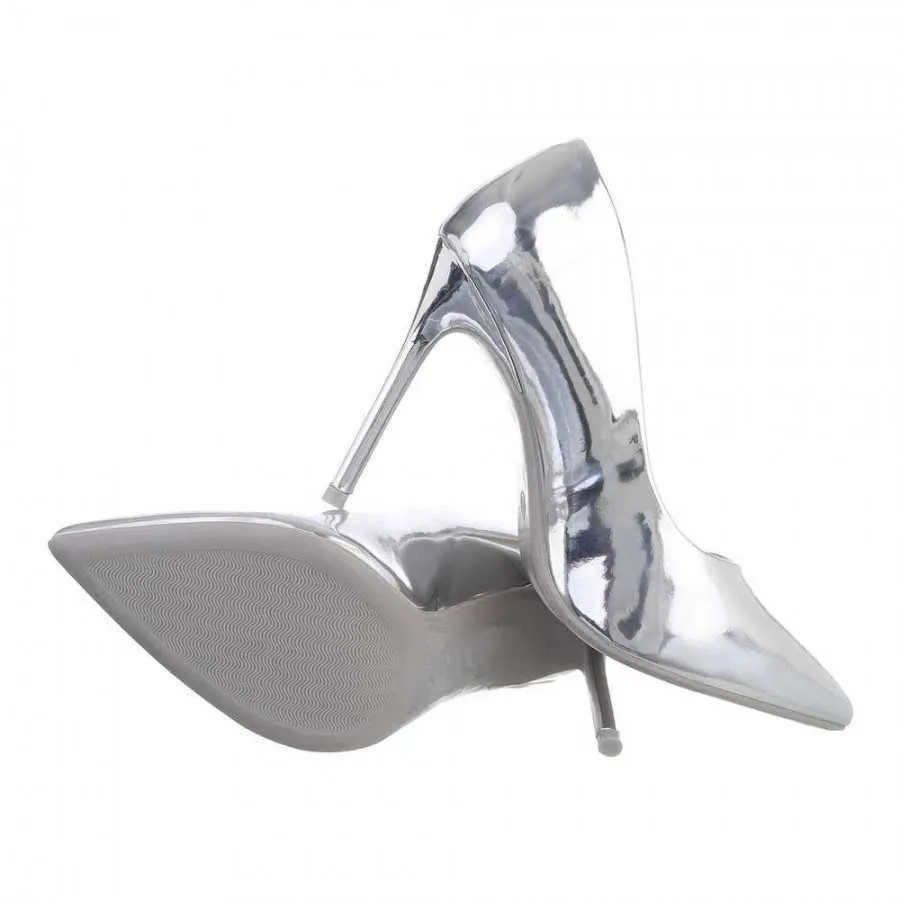 ESCARPINS TALON BOUT POINTUE MISS BIANCA ARGENT