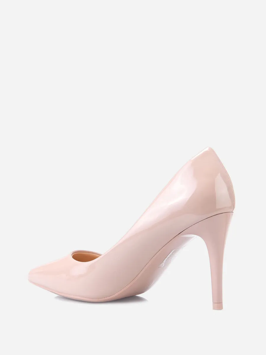Escarpins vernis à talon aiguille- Beige