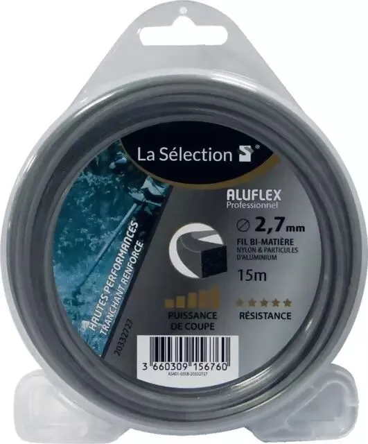 Fil de débroussailleuse nylon carre renforce ø 2,7mm 60m