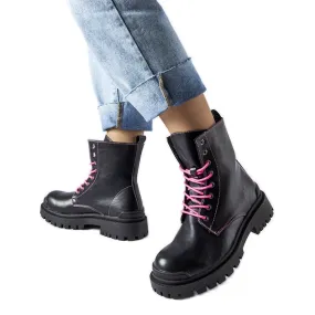 Inna Bottes noires avec fil Oberto rose décoratif le noir