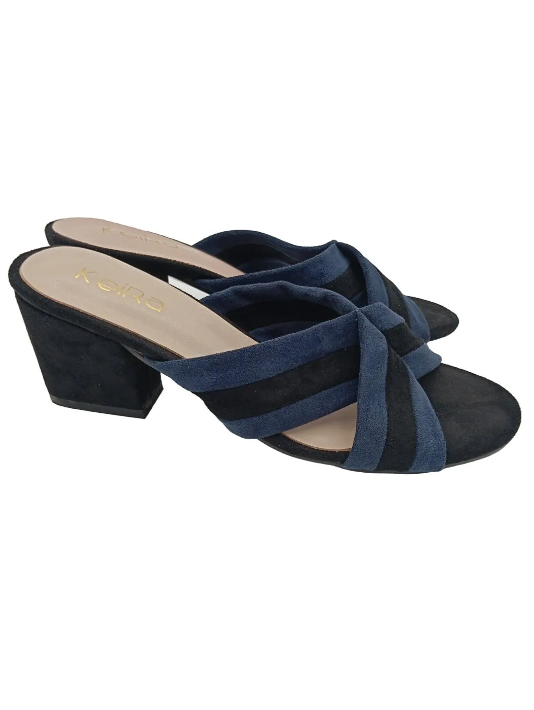 KEIRA Mule à talon bleu-noir style décontracté