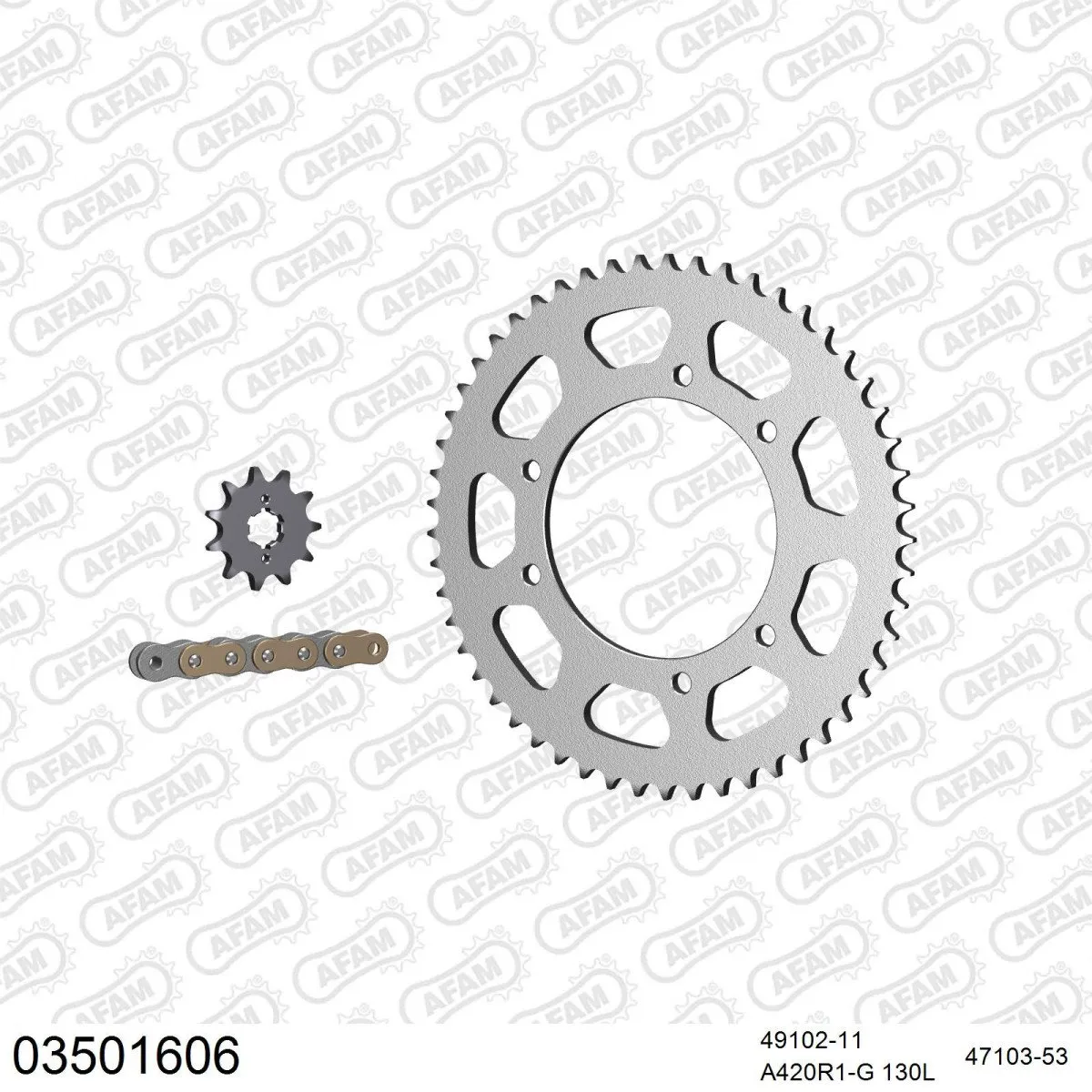 Kit chaine 420 AFAM - Couronne acier - Type de chaine au choix - APRILIA 50 RX 2006-2017
