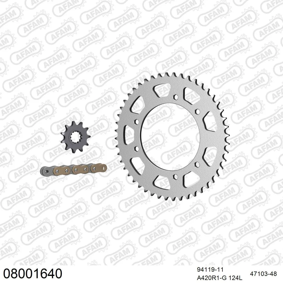 Kit chaine 420 AFAM - Couronne acier - Type de chaine au choix - RIEJU SMX 50 2003-2004