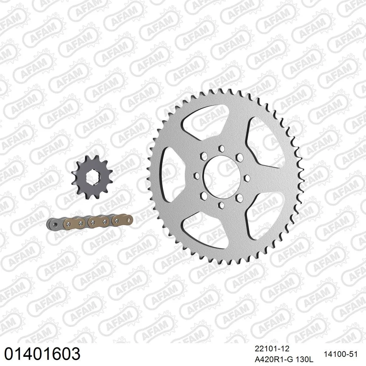 Kit chaine 420 AFAM - Couronne acier - Type de chaine au choix - SUZUKI TS 50 X AM 1990-1996