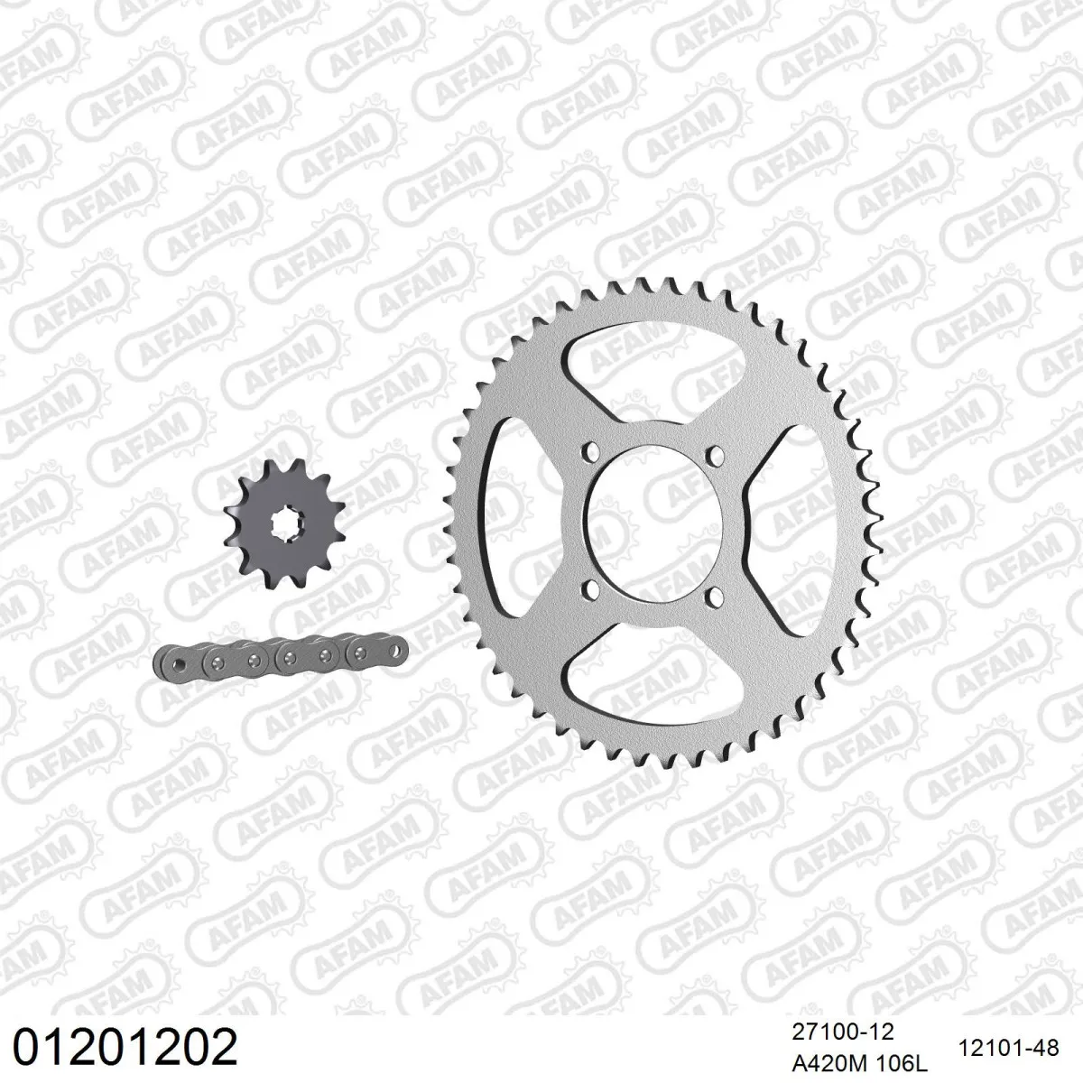 Kit chaine 420 AFAM - Couronne acier - Type de chaine au choix - YAMAHA RD 50 M 1979-1980