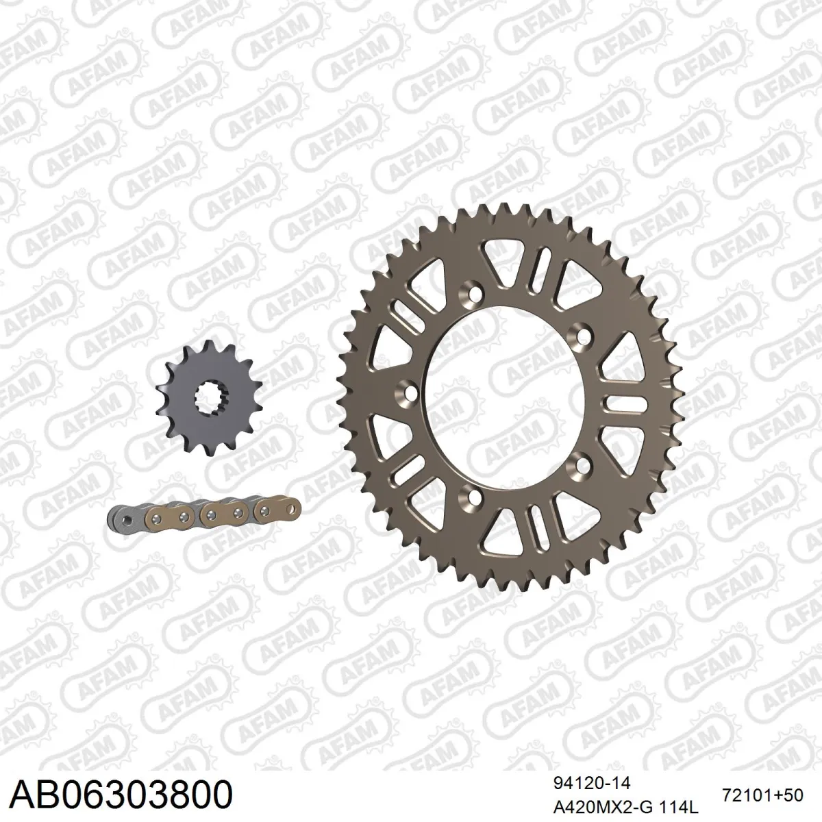 Kit chaine 420 AFAM - Couronne alu anti-boue - Type de chaine au choix - HUSQVARNA CR 65 2011-2013