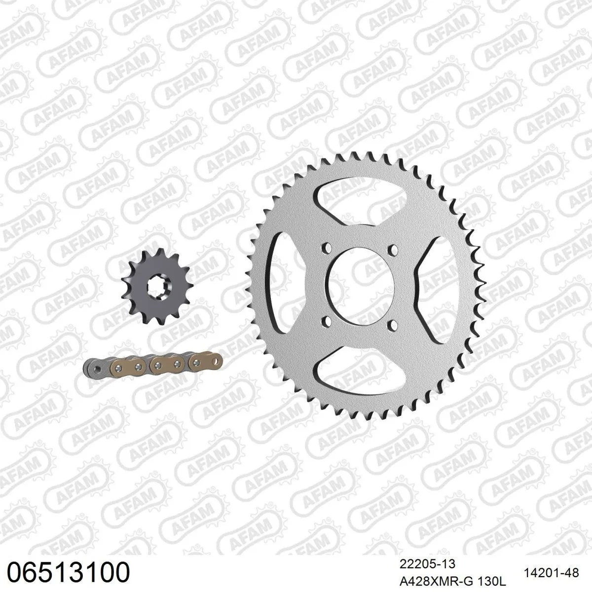 Kit chaine 428 AFAM - Couronne acier - Type de chaine au choix - HYOSUNG 125 KARION 2002-2015