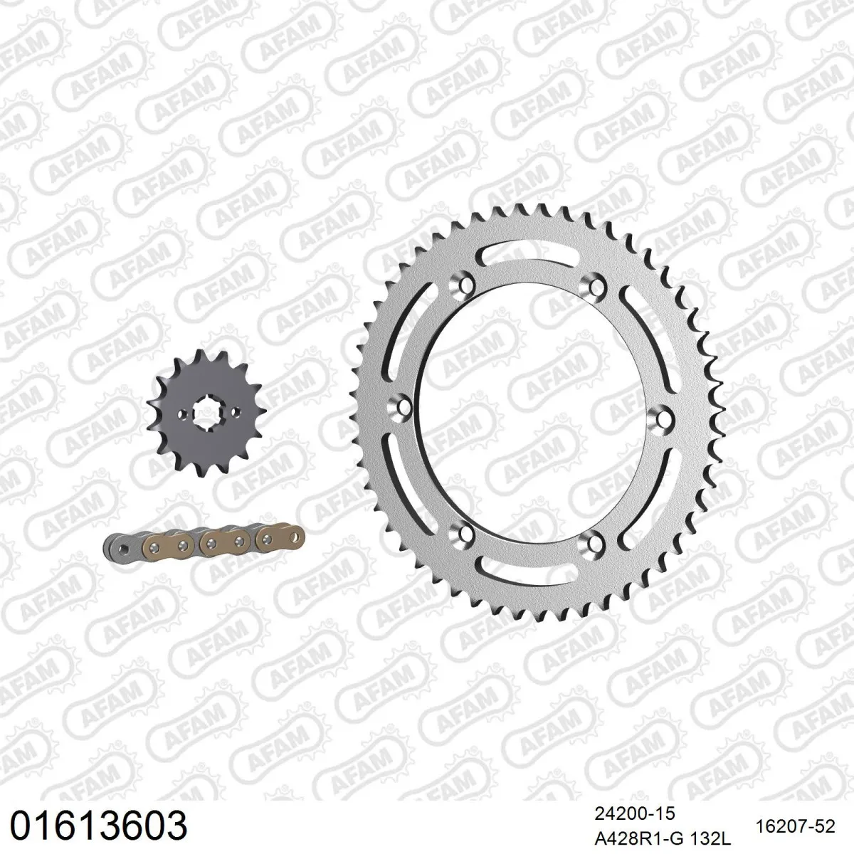 Kit chaine 428 AFAM - Couronne acier - Type de chaine au choix - KAWASAKI KDX 125 B1-B6 1990-1999