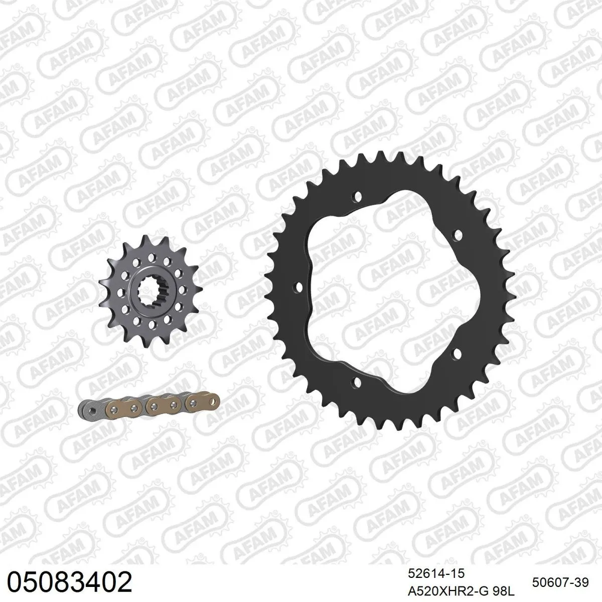 Kit chaine 520 AFAM - Couronne acier - Type de chaine au choix - DUCATI 848 EVO 2008-2013