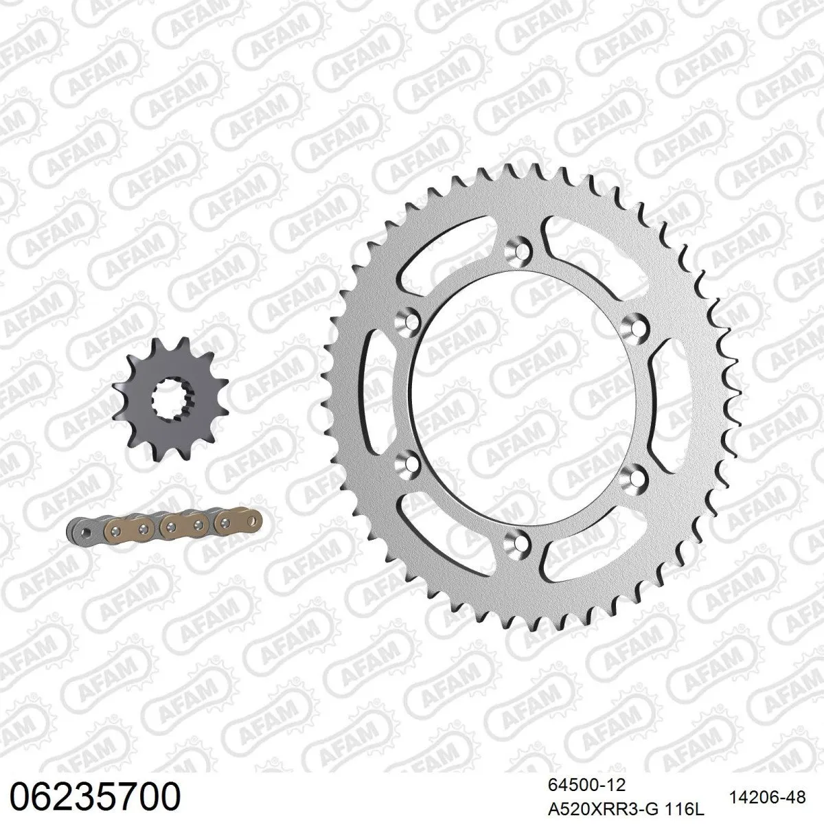 Kit chaine 520 AFAM - Couronne acier - Type de chaine au choix - HUSQVARNA TE 350 1992-1995