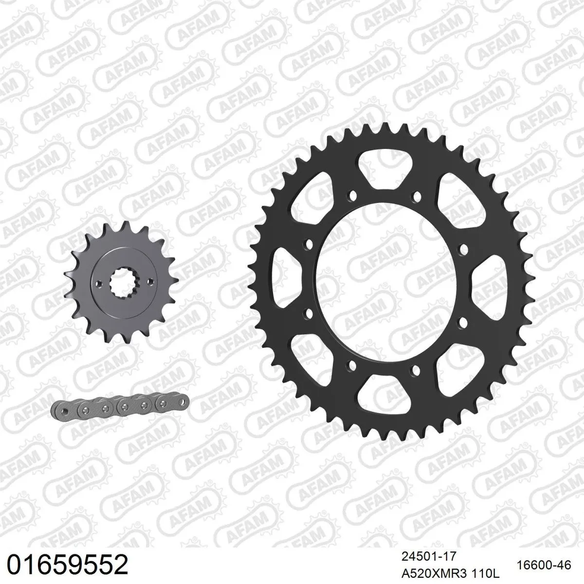 Kit chaine 520 AFAM - Couronne acier - Type de chaine au choix - KAWASAKI KLE 500 1996-2004