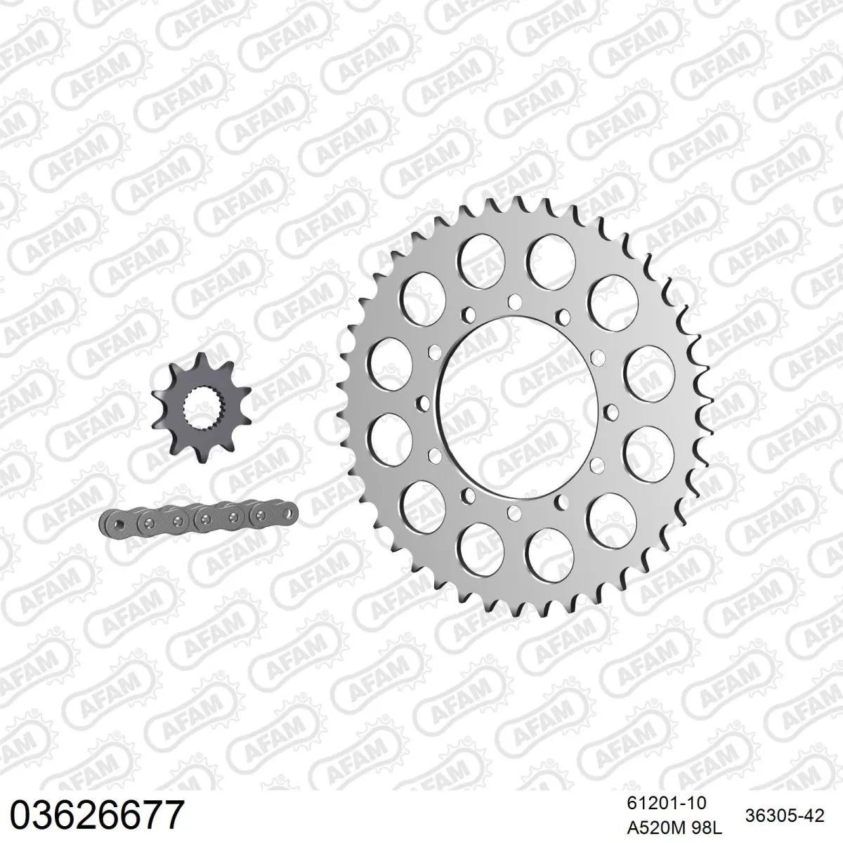 Kit chaine 520 AFAM - Couronne alu anti-boue - Type de chaine au choix - APRILIA 240 CLIMBER 1989