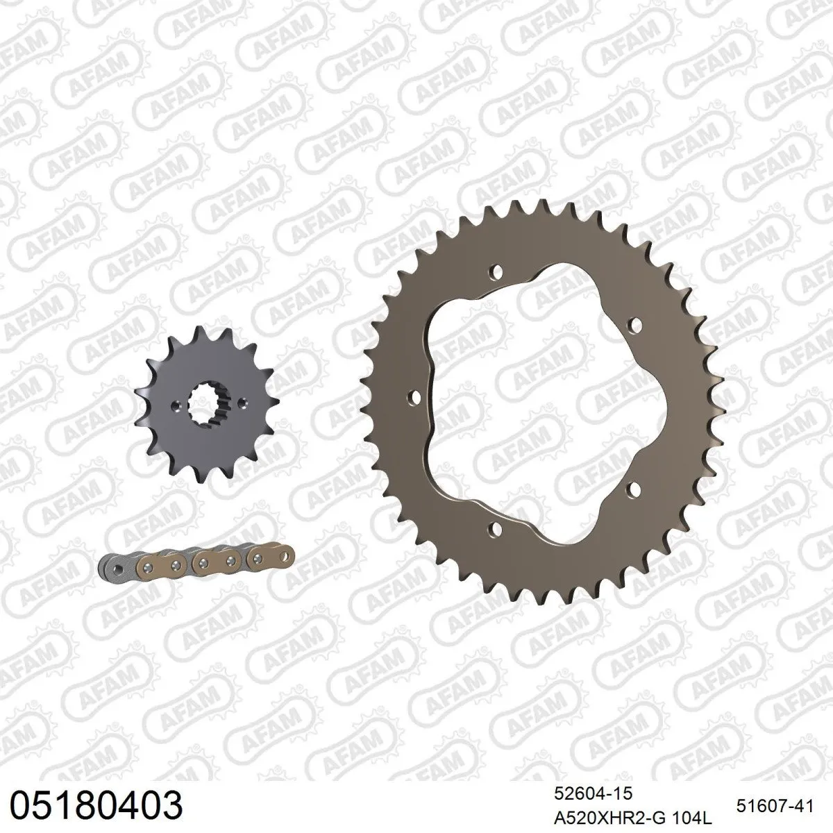 Kit chaine 520 AFAM - Couronne alu anti-boue - Type de chaine au choix - DUCATI 800 MONSTER S2R 2005-2007