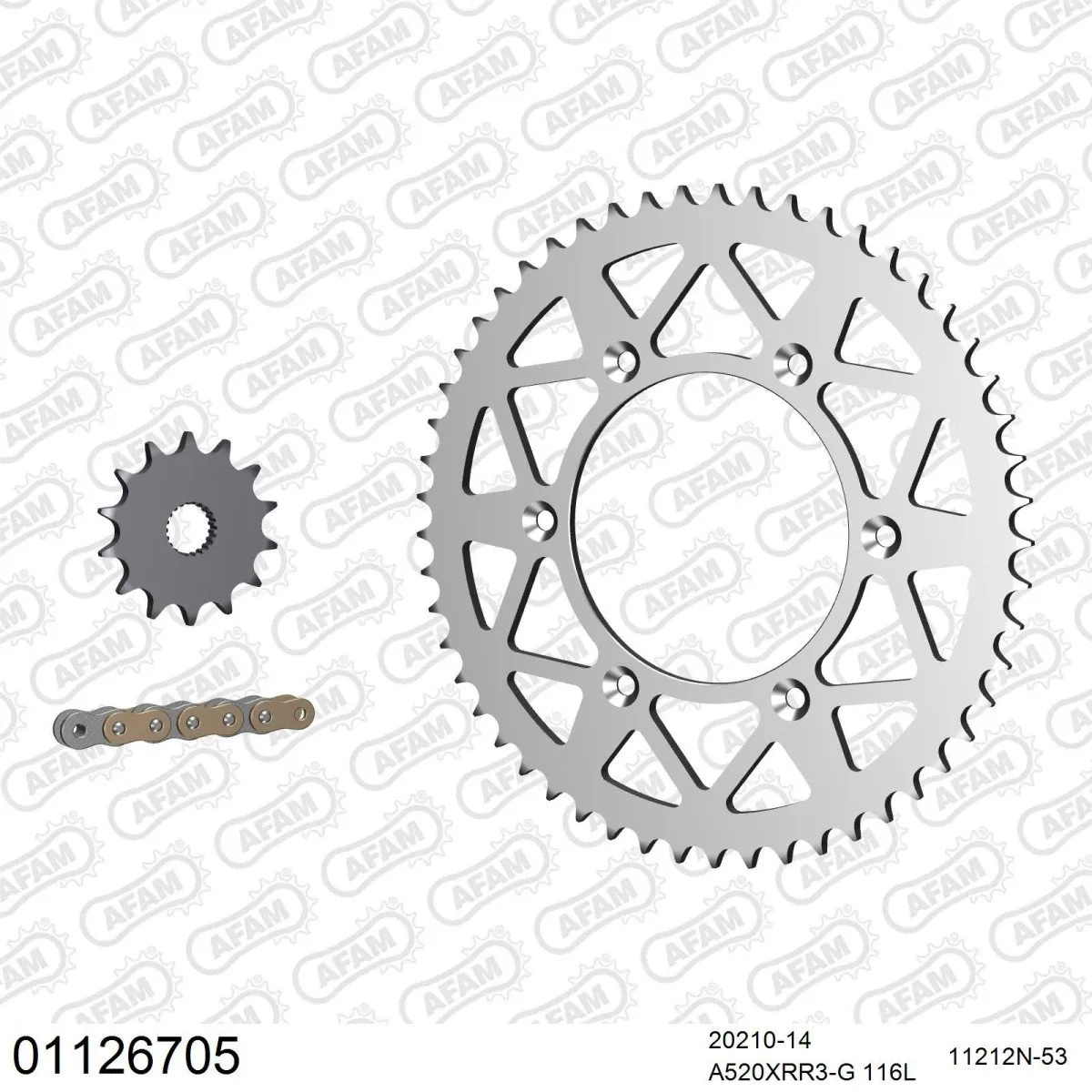 Kit chaine 520 AFAM - Couronne alu anti-boue - Type de chaine au choix - HONDA CRF 250 X 2004-2018