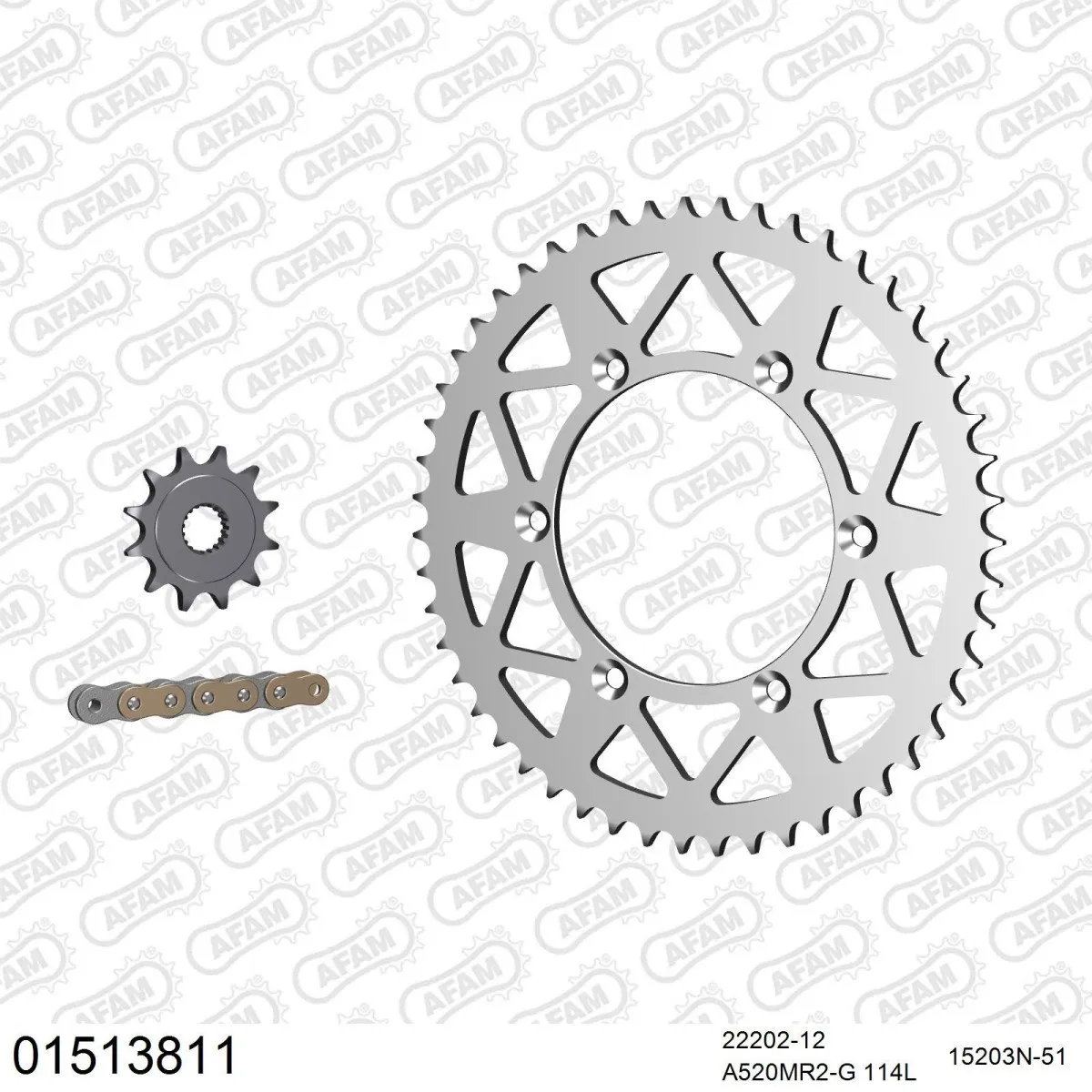 Kit chaine 520 AFAM - Couronne alu anti-boue - Type de chaine au choix - SUZUKI RM 125 G 1986