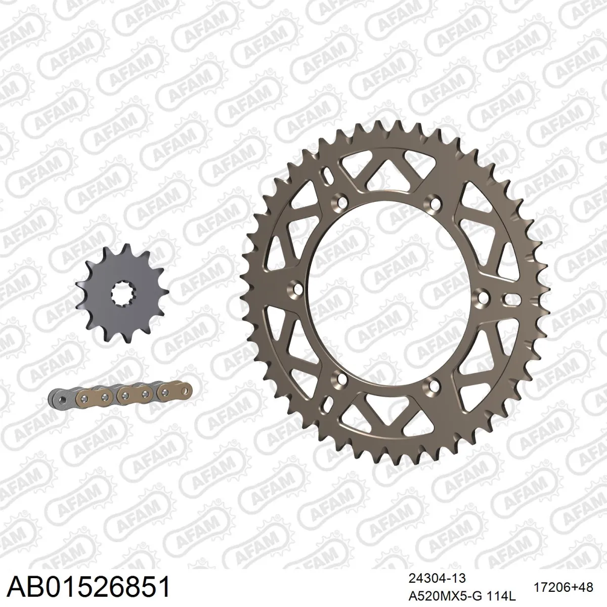 Kit chaine 520 AFAM - Couronne alu anti-boue - Type de chaine au choix - SUZUKI RM-Z 250 2004-2006