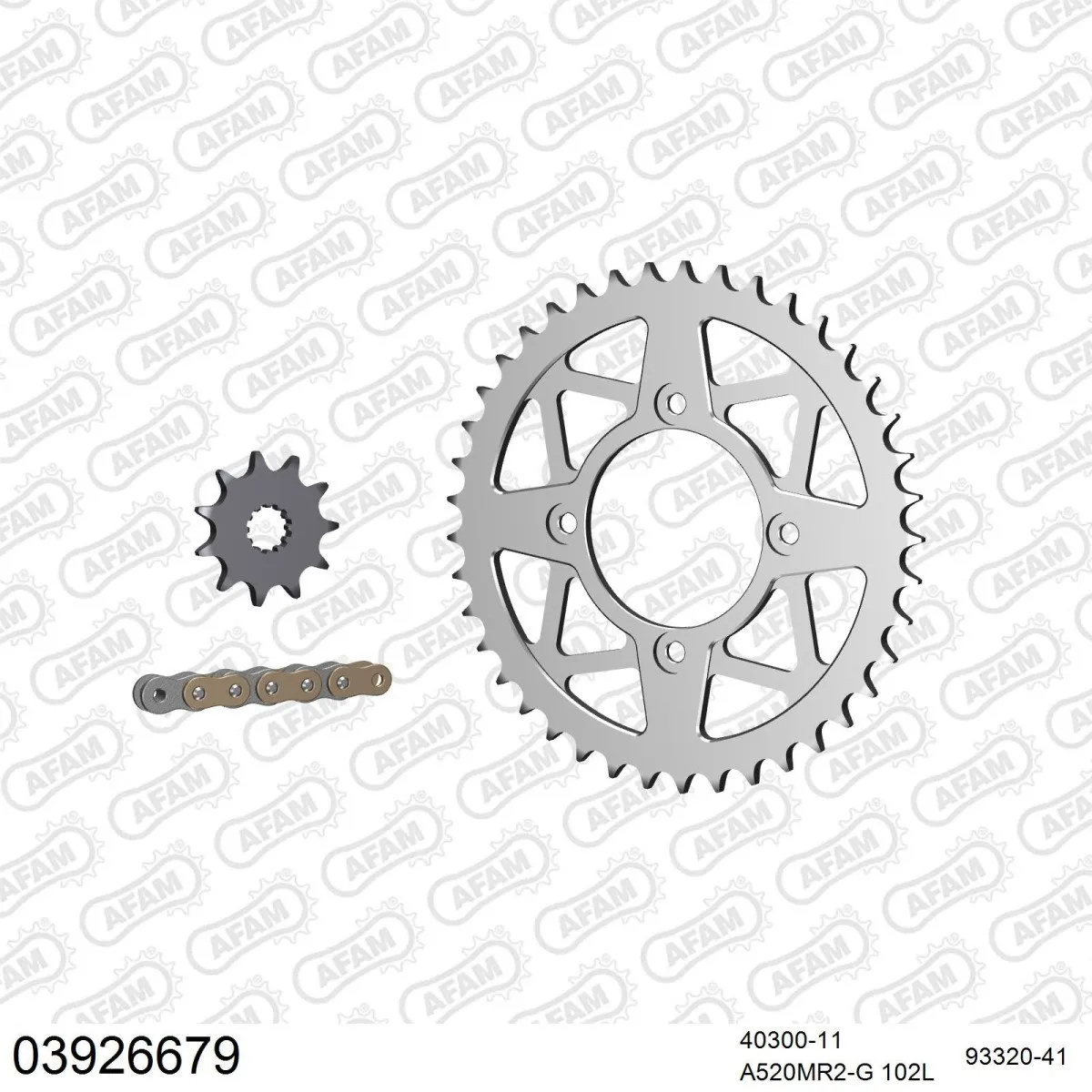 Kit chaine 520 AFAM - Couronne alu - Type de chaine au choix - BETA 250 REV 3 2006-2008