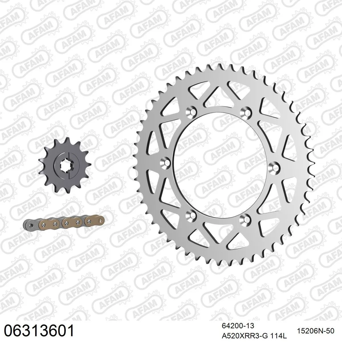 Kit chaine 520 AFAM - Couronne alu - Type de chaine au choix - HUSQVARNA WRE 125 1995-2002