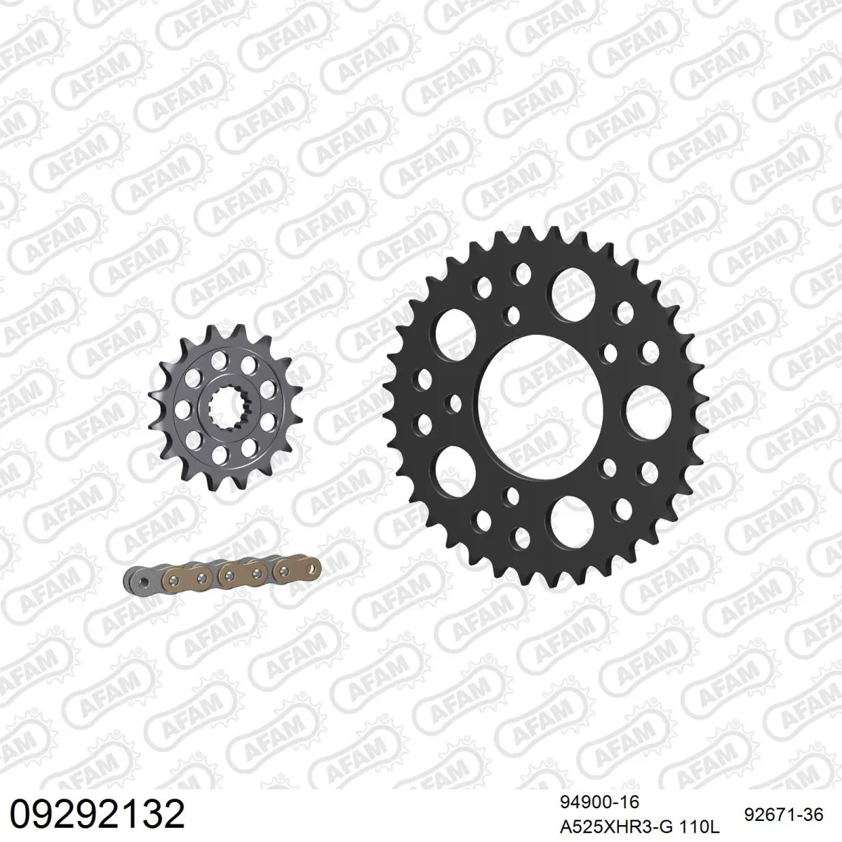 Kit chaine 525 AFAM - Couronne acier - Type de chaine au choix - BENELLI 1130 TNT CAFE RACER 2005-2012