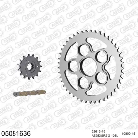 Kit chaine 525 AFAM - Couronne acier - Type de chaine au choix - DUCATI 821 HYPERMOTARD 2013-2015