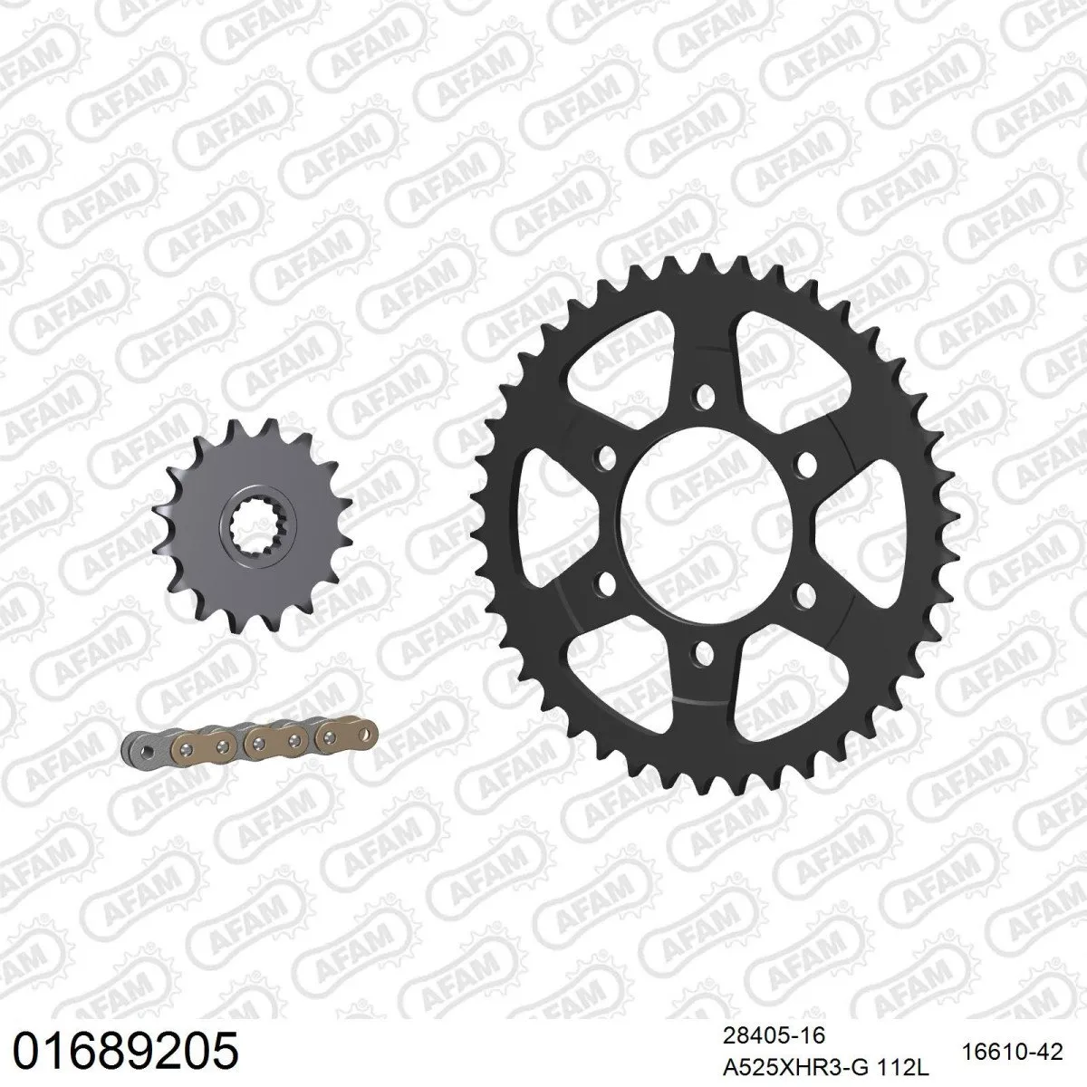 Kit chaine 525 AFAM - Couronne acier - Type de chaine au choix - KAWASAKI Z 1000 2003-2006