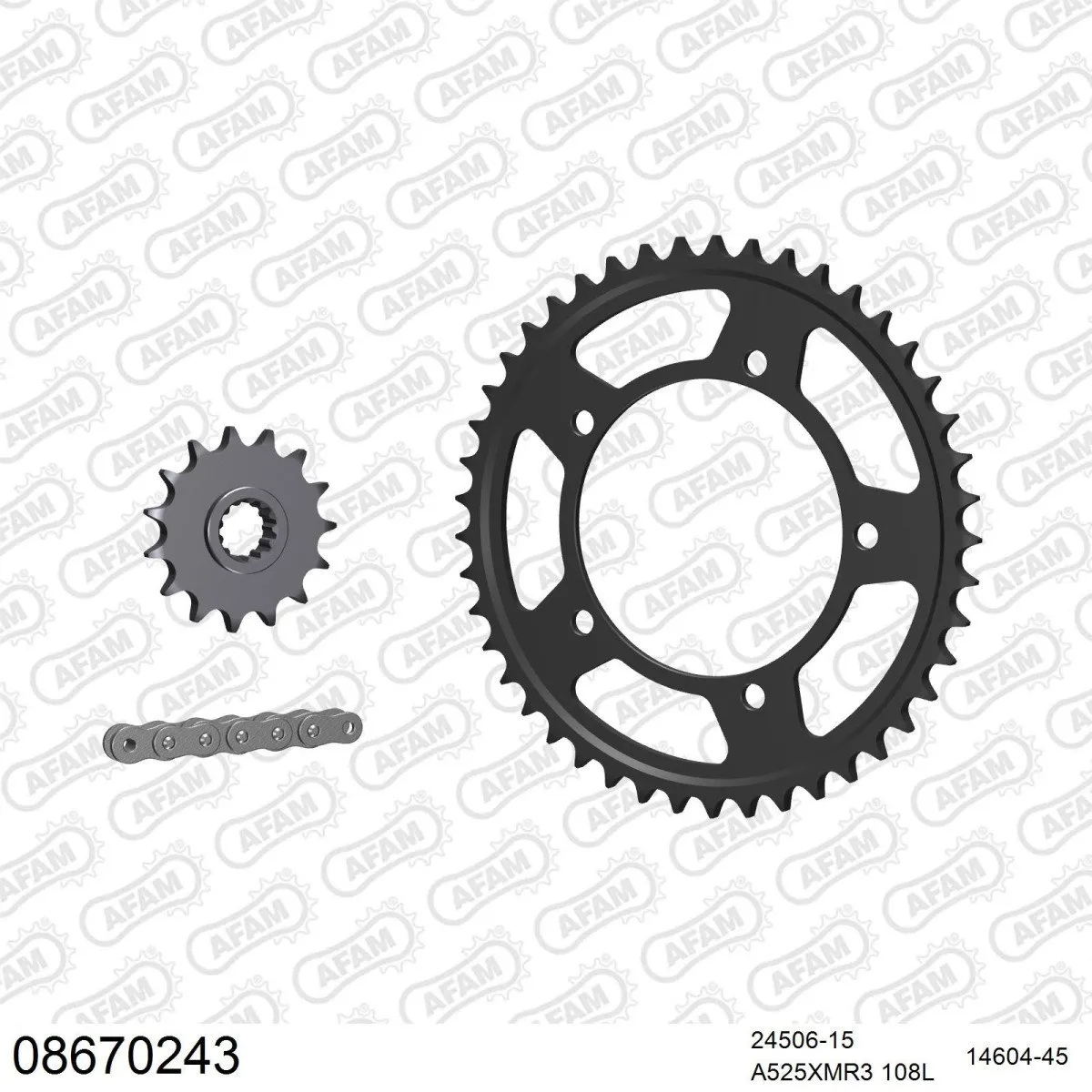 Kit chaine 525 AFAM - Couronne acier - Type de chaine au choix - TRIUMPH 600 SPEED FOUR 2004-2005