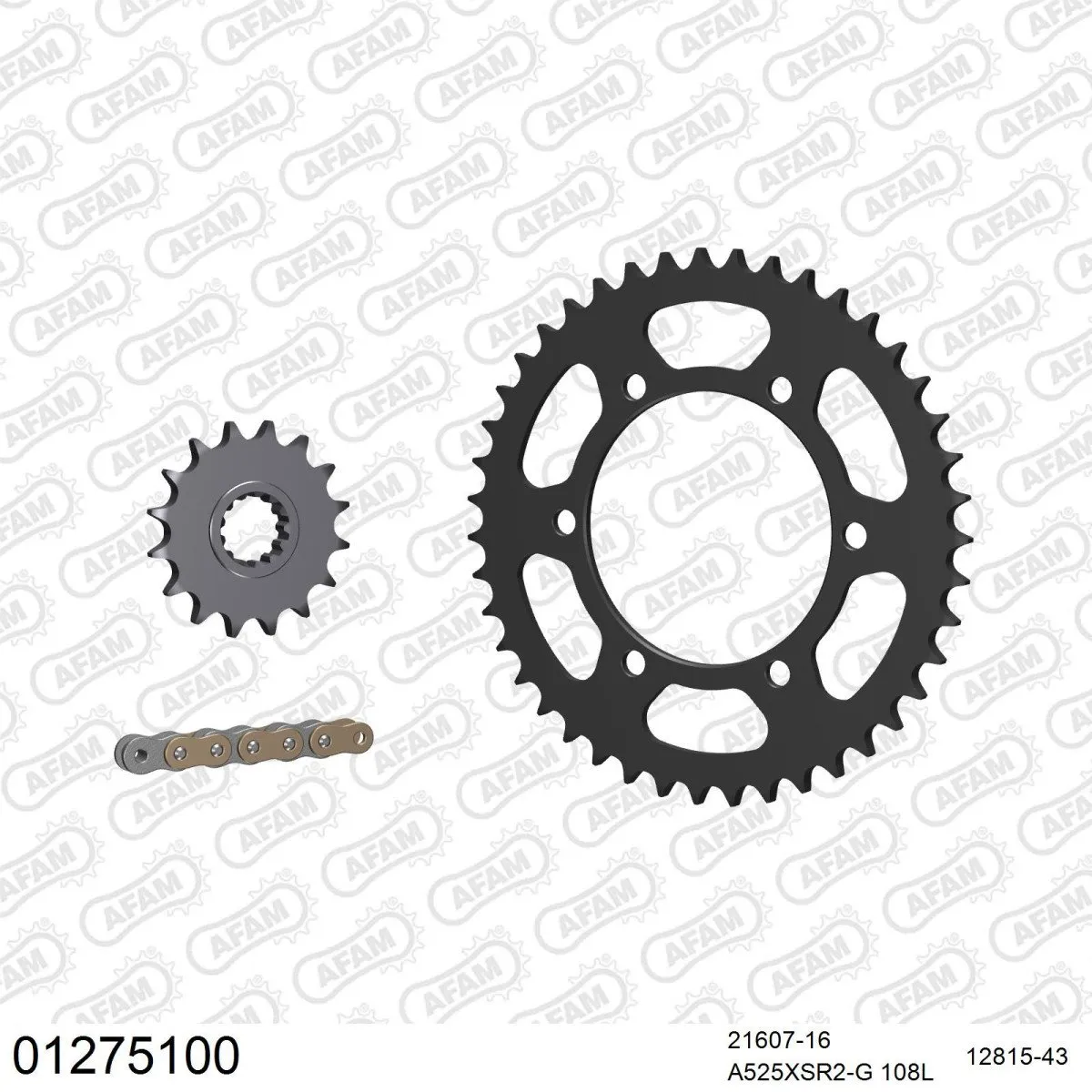 Kit chaine 525 AFAM - Couronne acier - Type de chaine au choix - YAMAHA XSR 700 2016-2022