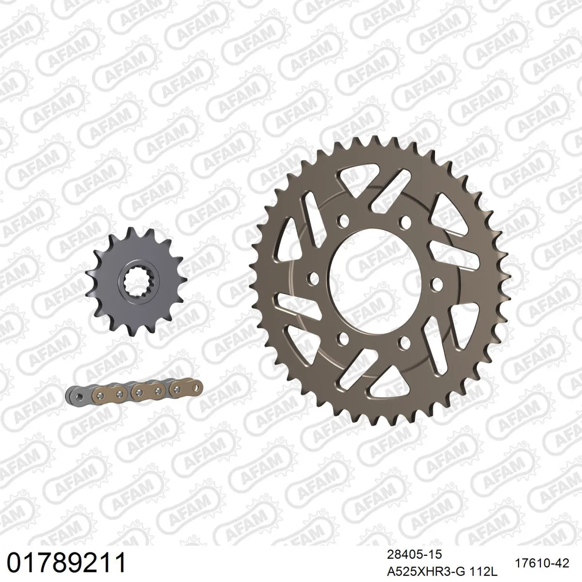 Kit chaine 525 AFAM - Couronne alu anti-boue - Type de chaine au choix - KAWASAKI Z 1000 2010-2013