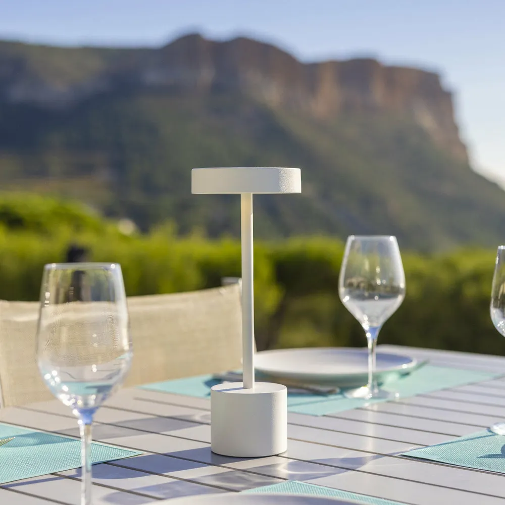 Lampe de table sans fil roby white blanc aluminium