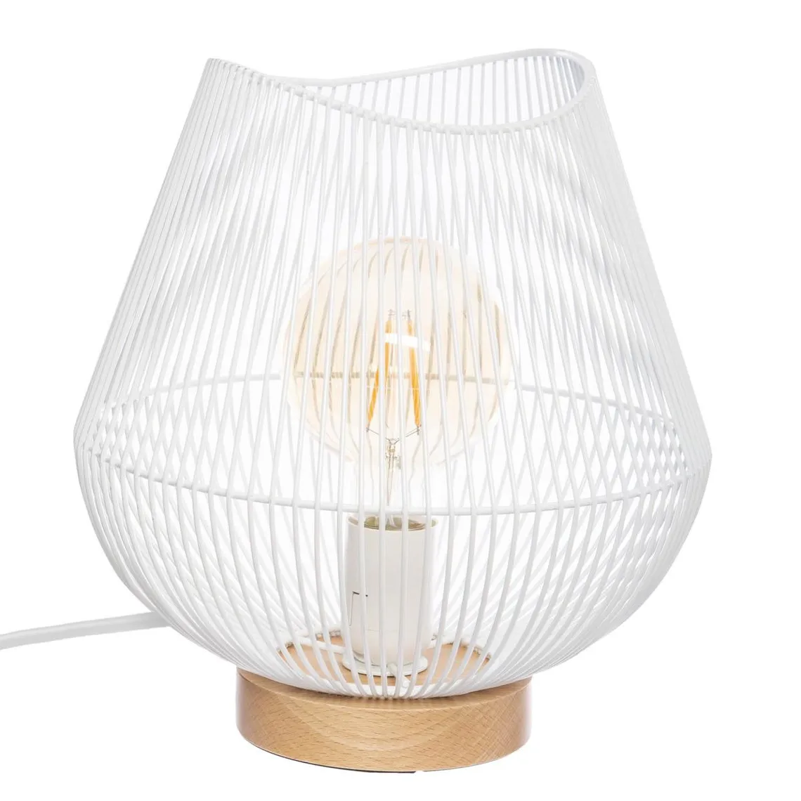 Lampe en Fil Métallique Blanc Jena | 3 Suisses