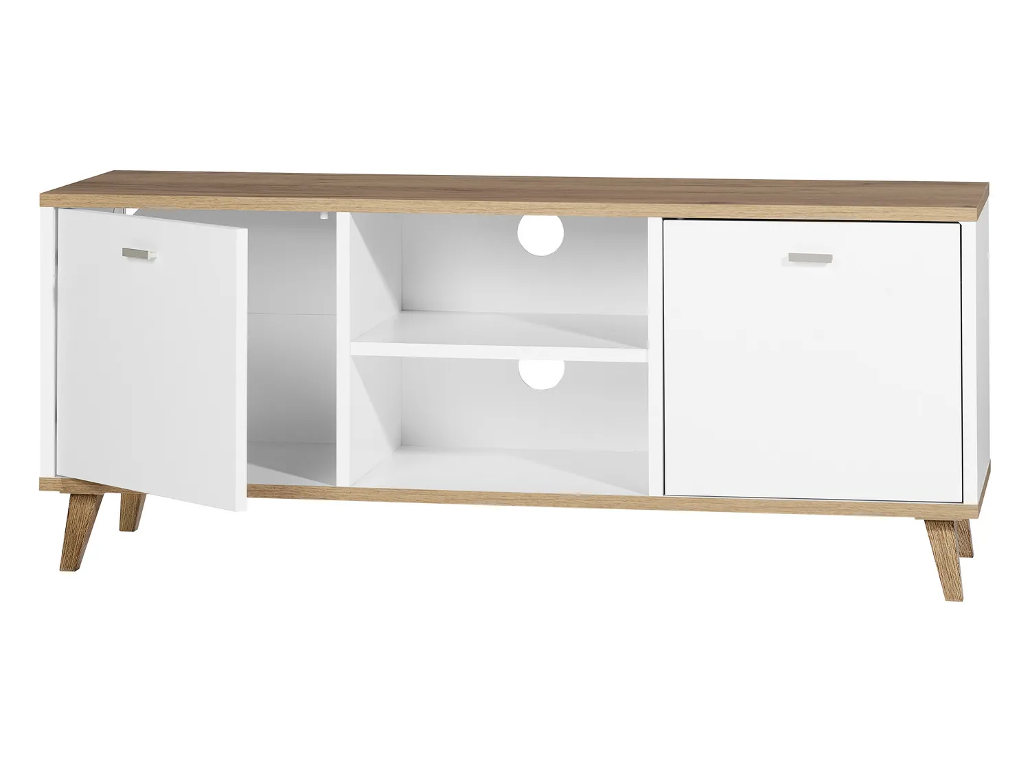 LIVARNO home Meuble bas Corfu, 113 x 46 x 33 cm, blanc/imitation chêne